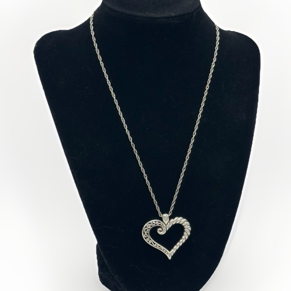 Retired Brighton "kindred" Heart Pendant Necklace 18" Silver Plated